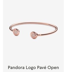 Pandora Logo open pave bangle